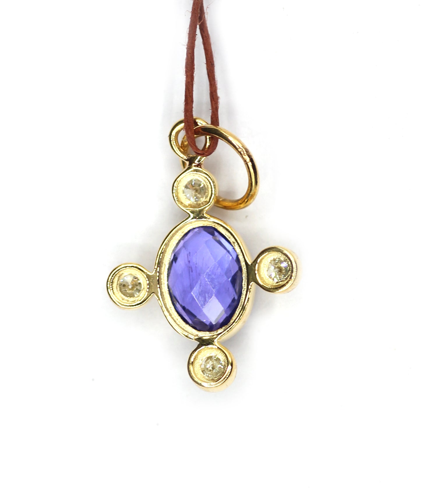 TANZANITE 14k Solid Gold Diamond Pendant