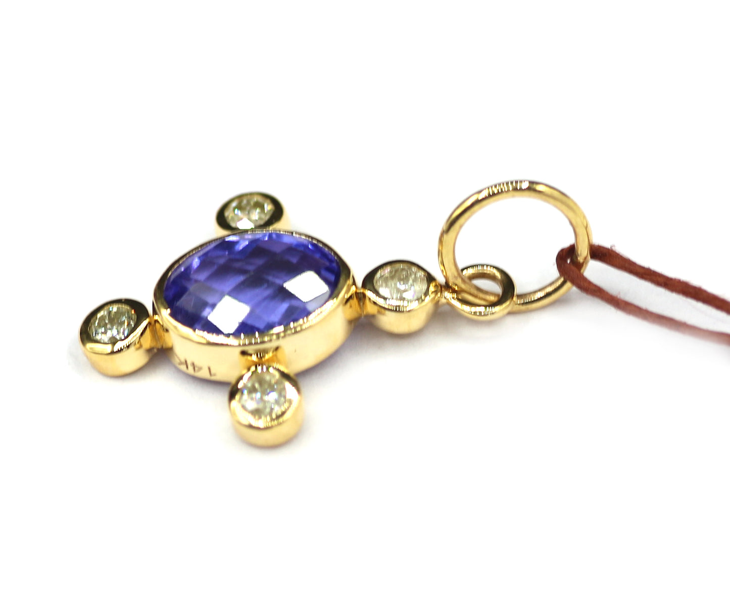 TANZANITE 14k Solid Gold Diamond Pendant