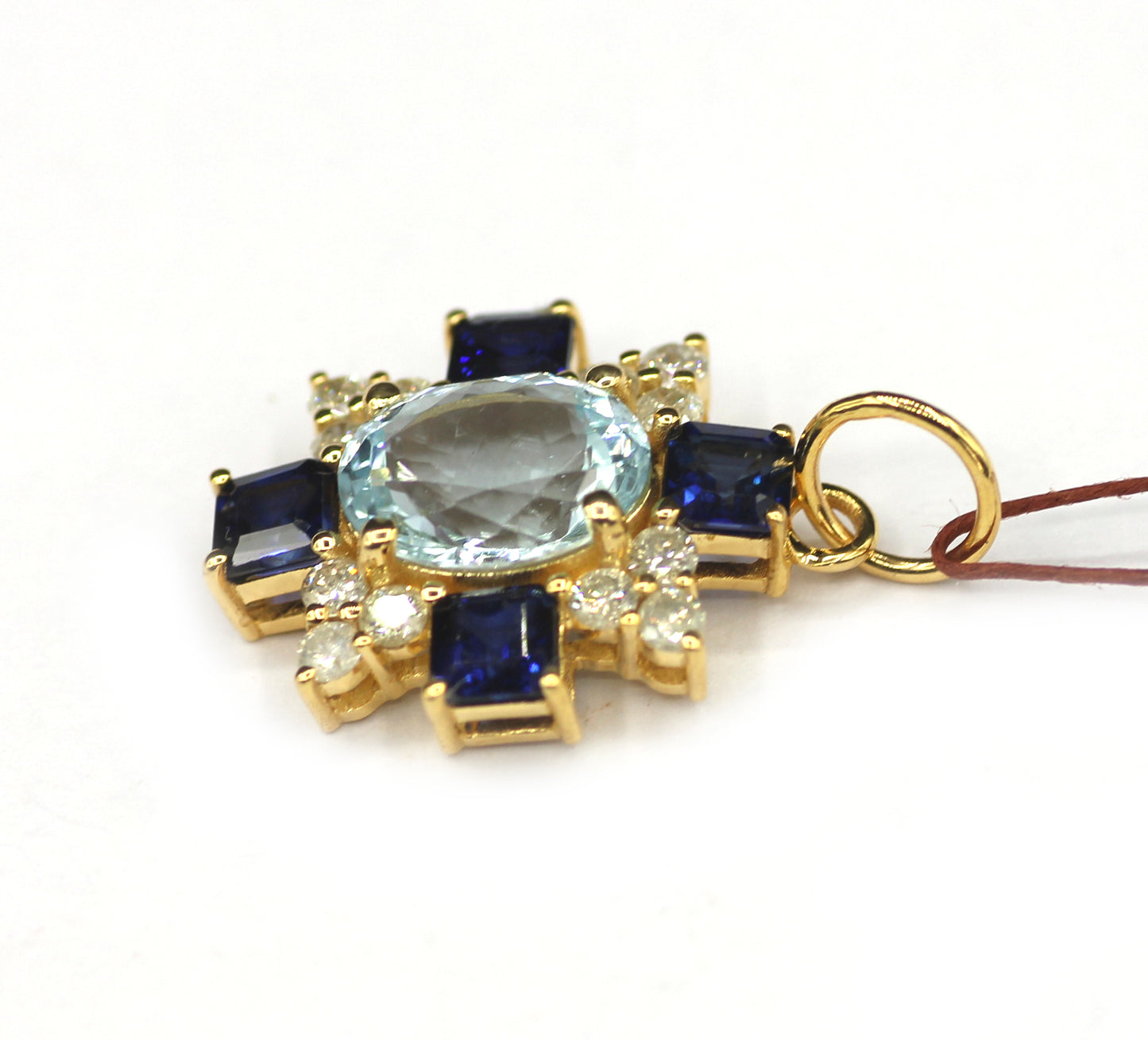 Aqua 14k Solid Gold Diamond Pendant