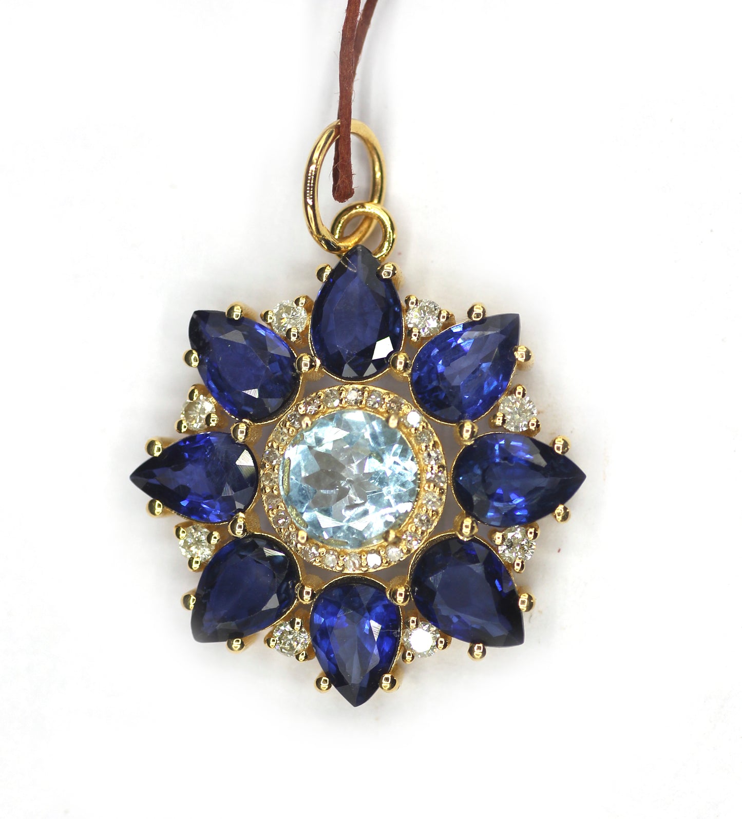 Flower 14k Solid Gold Diamond Pendant
