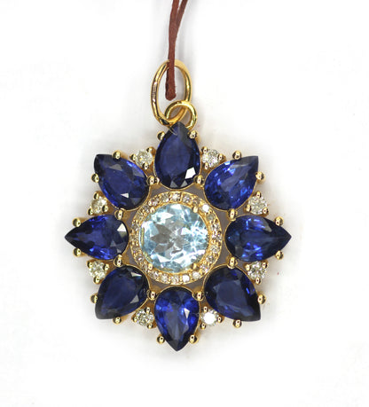 Flower 14k Solid Gold Diamond Pendant