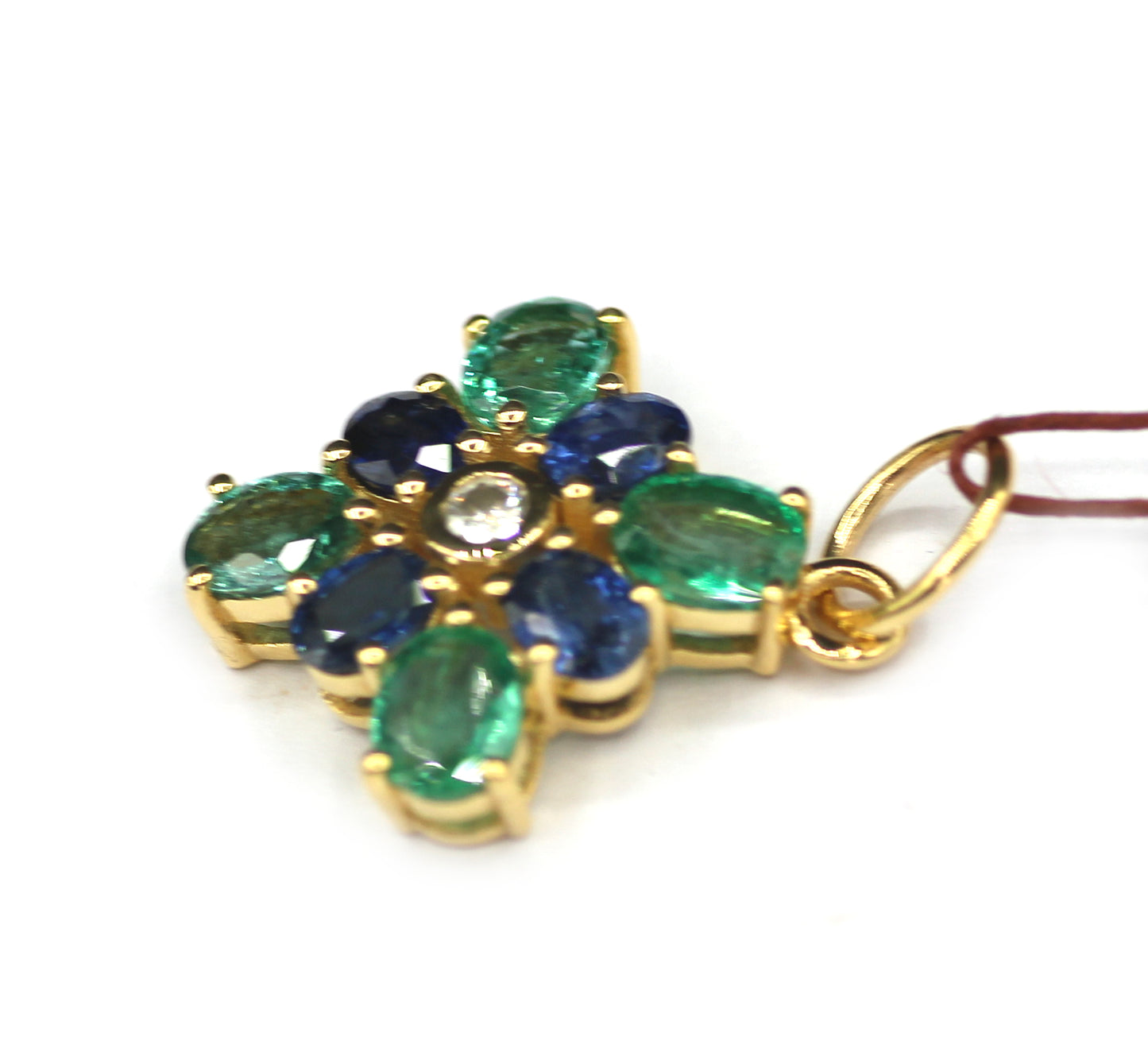 Emerald 14k Solid Gold Diamond Pendant