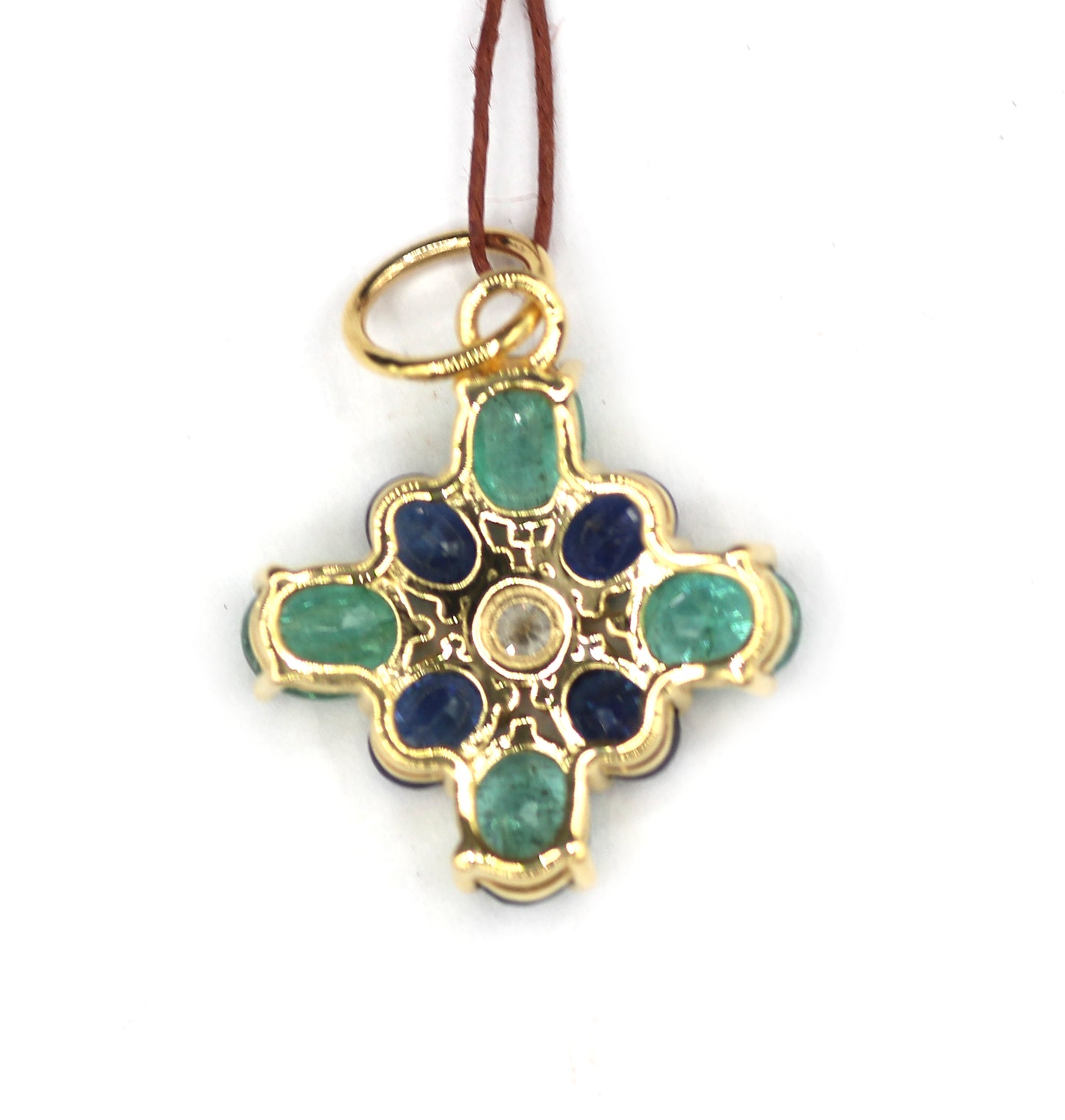 Emerald 14k Solid Gold Diamond Pendant