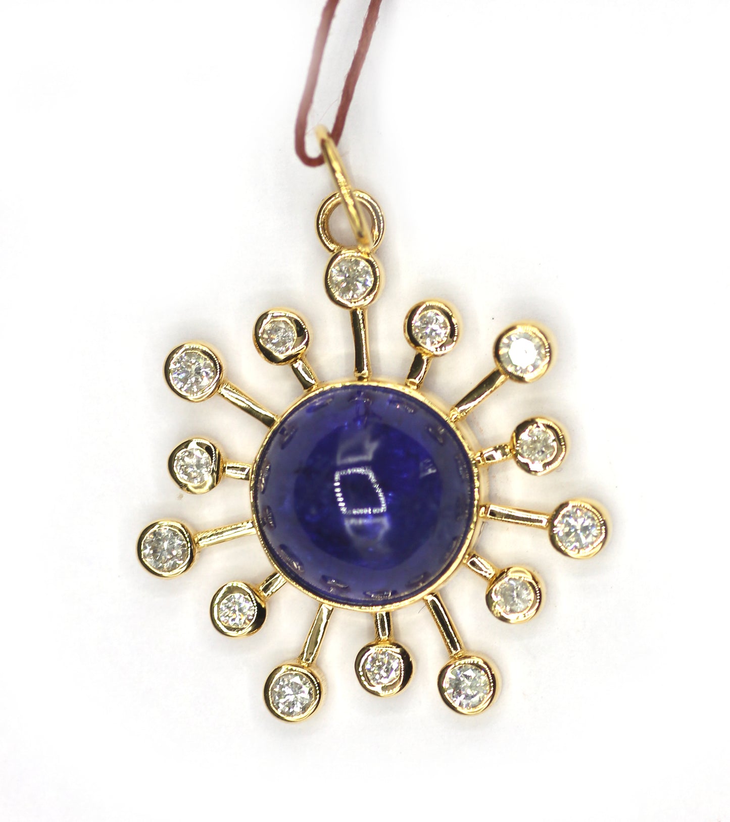 Sun 14k Solid Gold Diamond Pendant