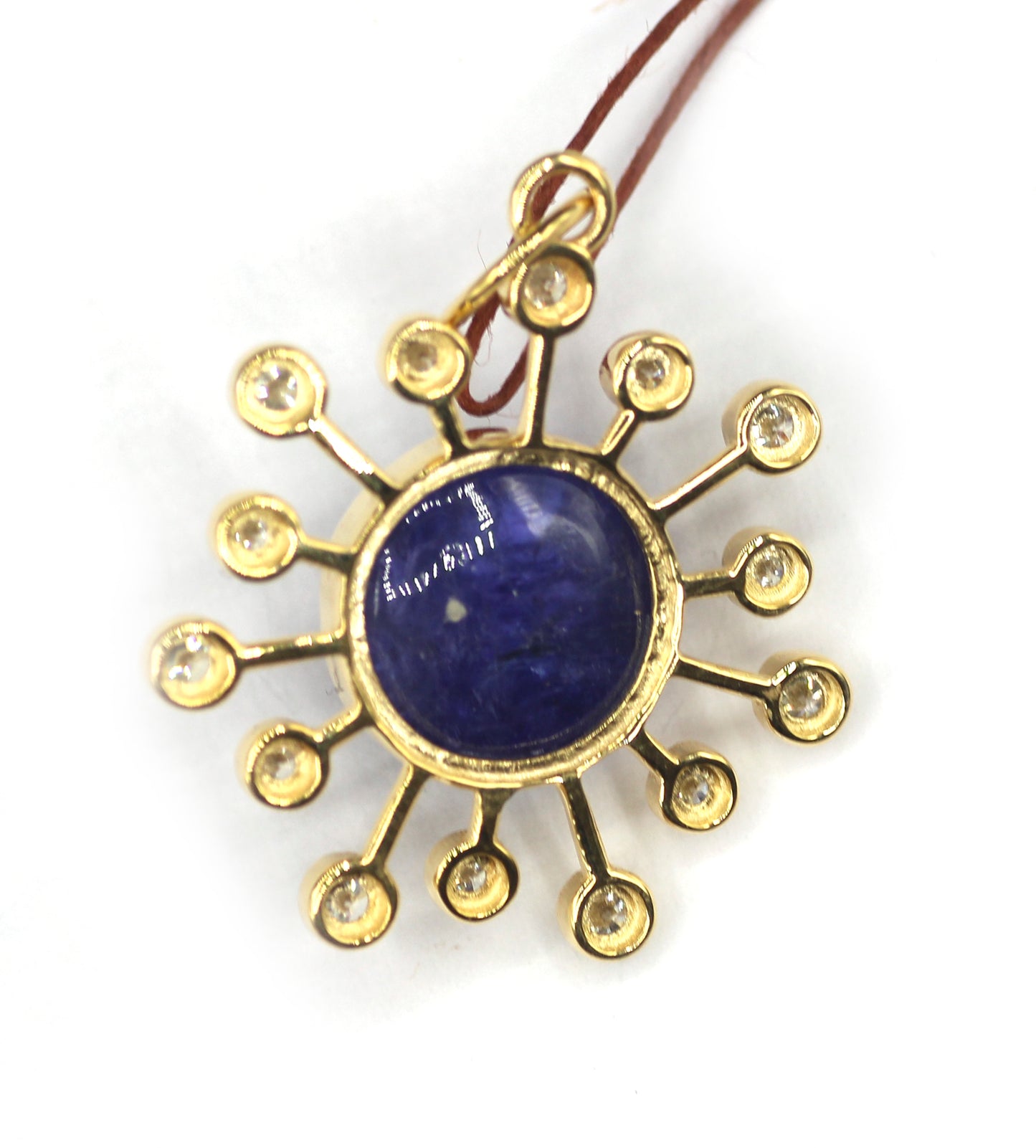 Sun 14k Solid Gold Diamond Pendant