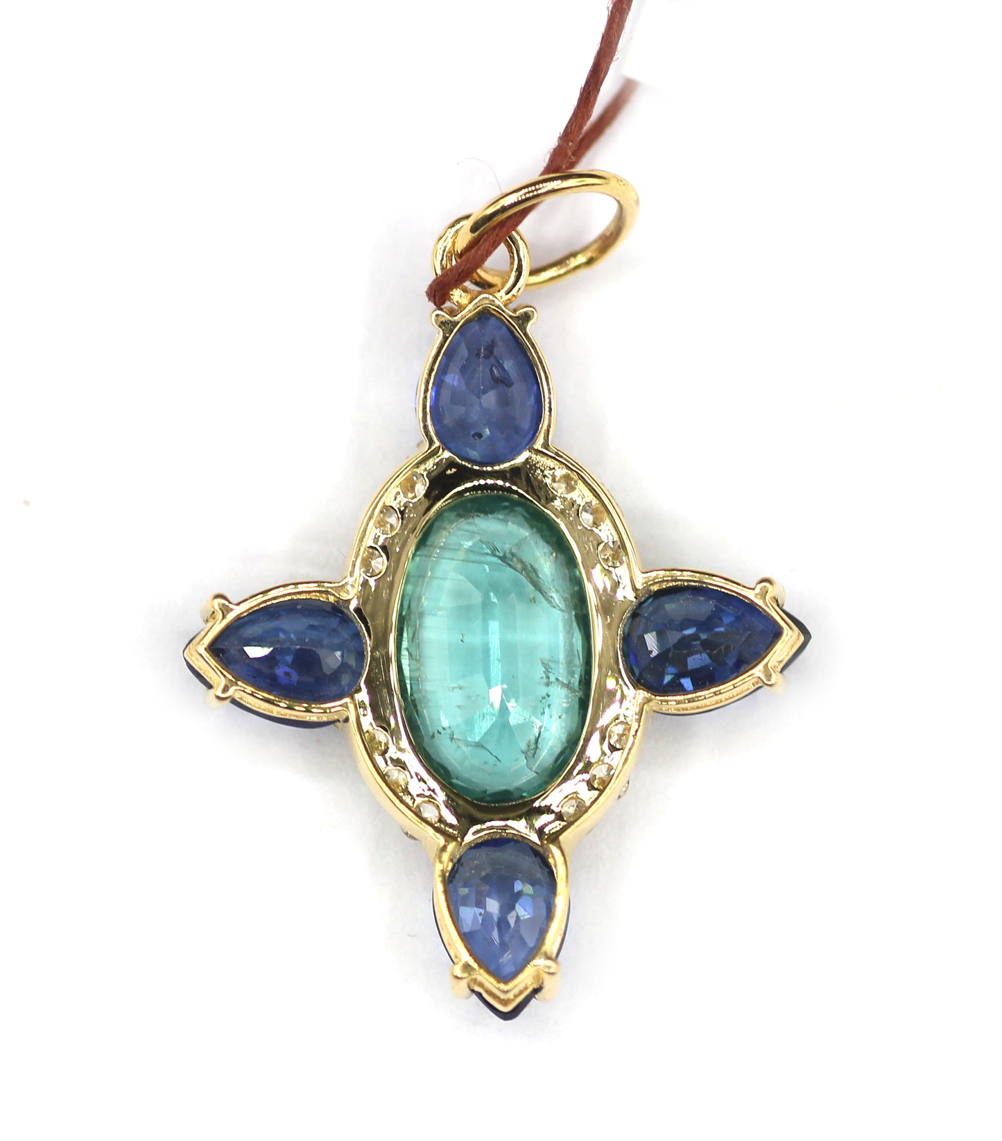 Emerald 14k Solid Gold Diamond Pendant
