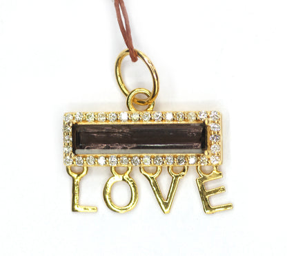 Tourmaline Love 14k Solid Gold Diamond Pendant