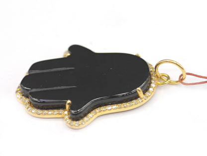 Hamsa hand 14k Solid Gold Diamond Pendant