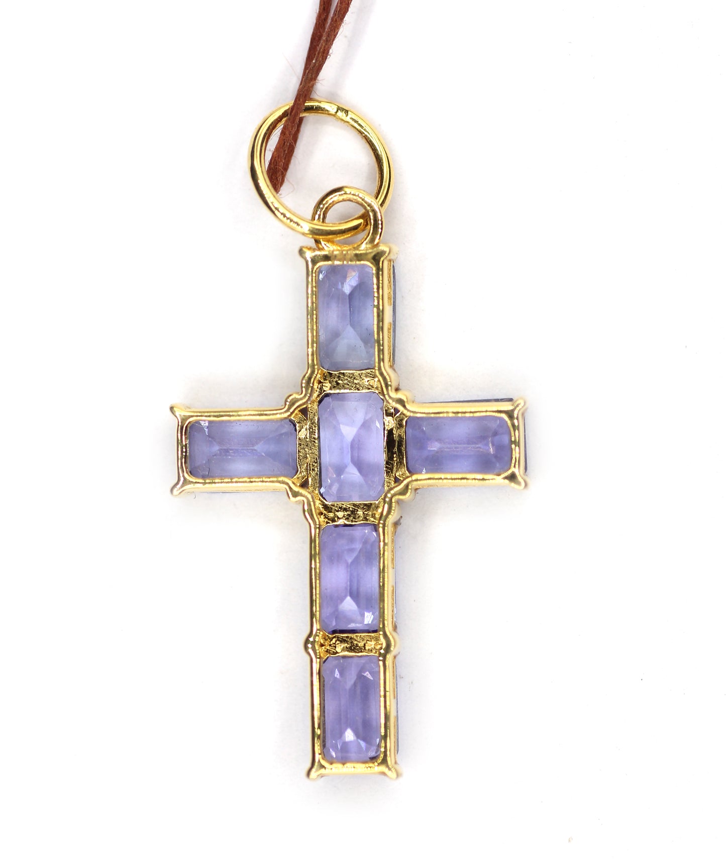 Tanzanite Cross 14k Solid Gold Pendant