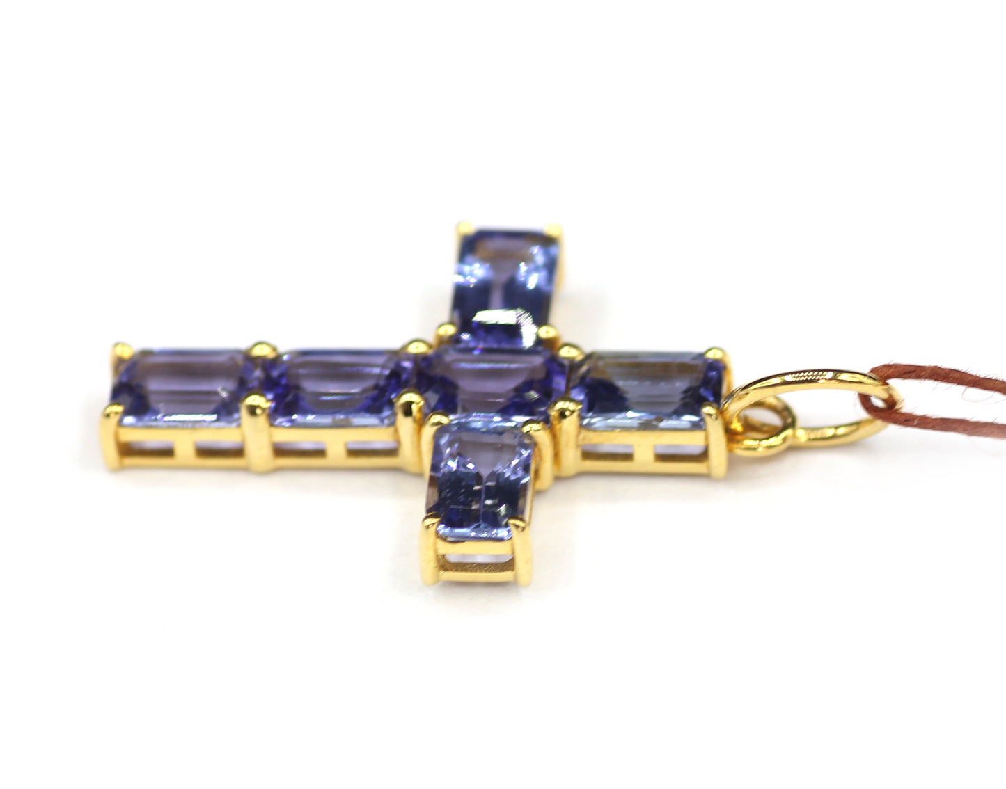 Tanzanite Cross 14k Solid Gold Pendant