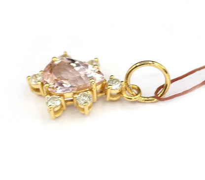 Morganite 14k Solid Gold Diamond Pendant