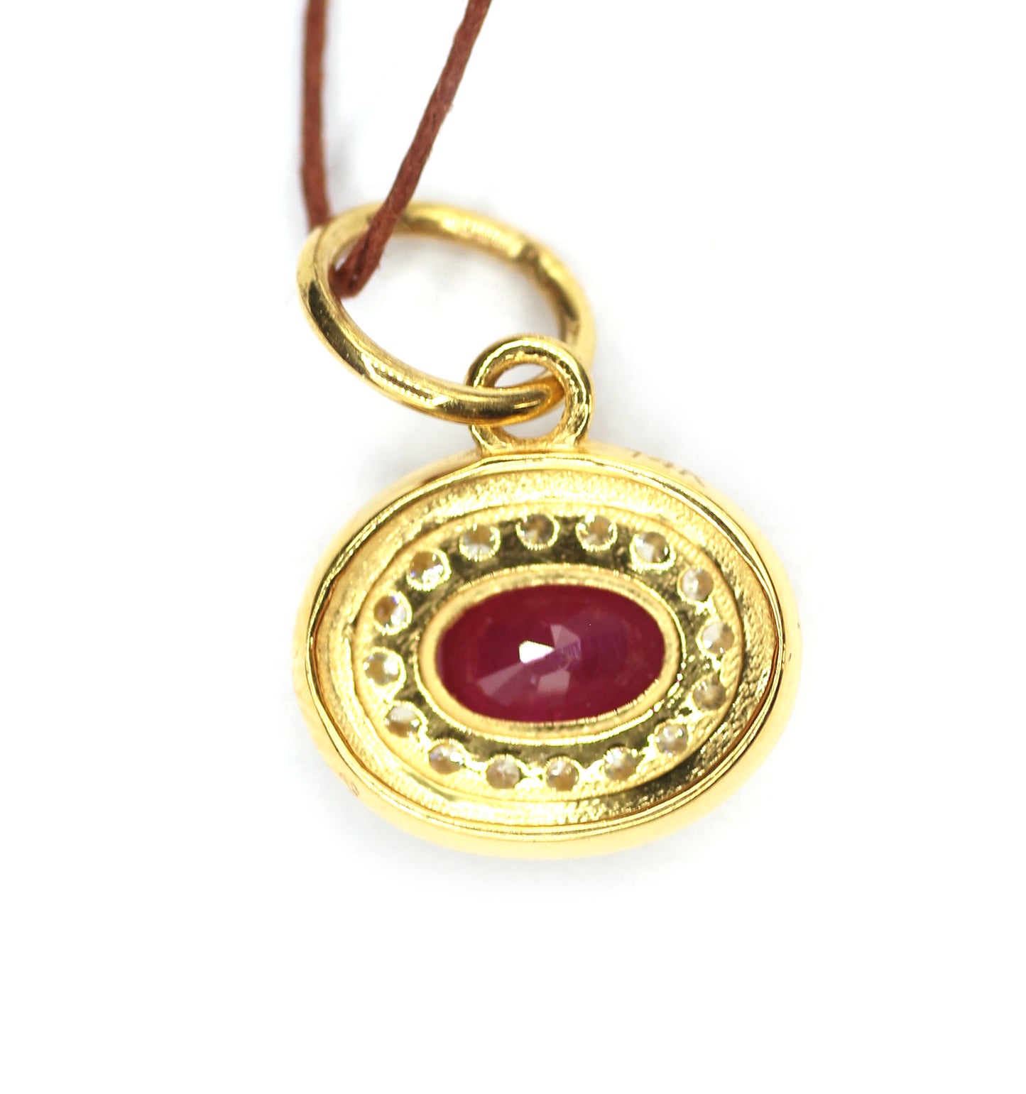 Ruby 14k Solid Gold Diamond Pendant