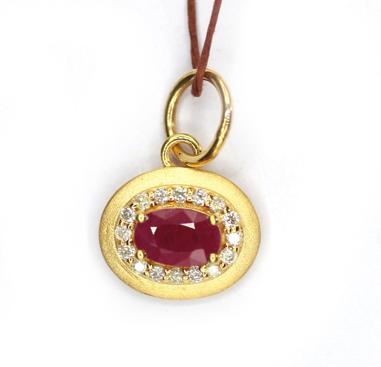 Ruby 14k Solid Gold Diamond Pendant