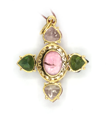 Tourmaline 14k Solid Gold Diamond Pendant
