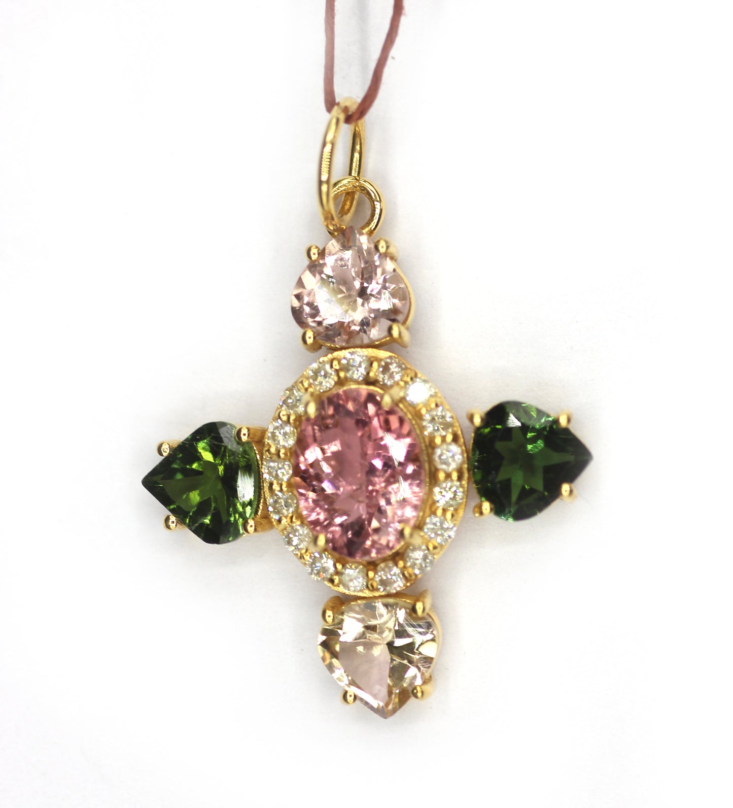 Tourmaline 14k Solid Gold Diamond Pendant