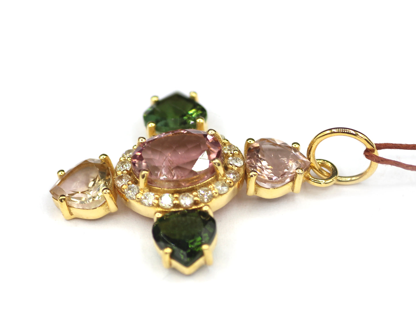 Tourmaline 14k Solid Gold Diamond Pendant