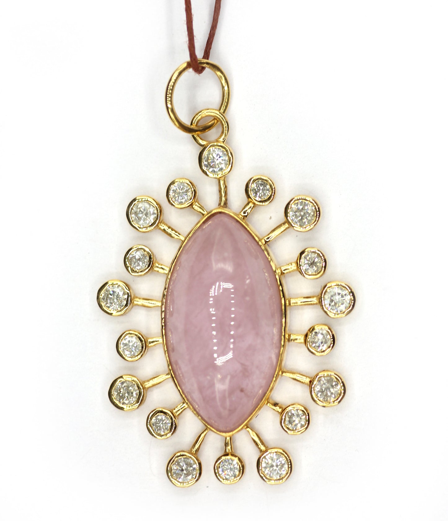 Morganite 14k Solid Gold Diamond Pendant