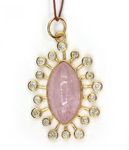 Morganite 14k Solid Gold Diamond Pendant