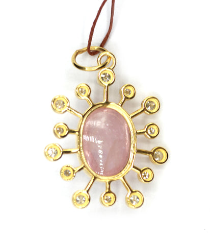 Morganite 14k Solid Gold Diamond Pendant