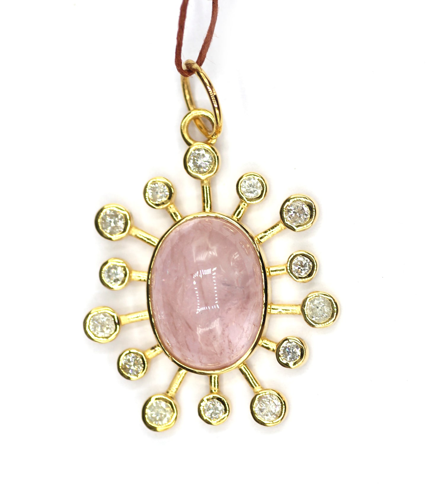 Morganite 14k Solid Gold Diamond Pendant