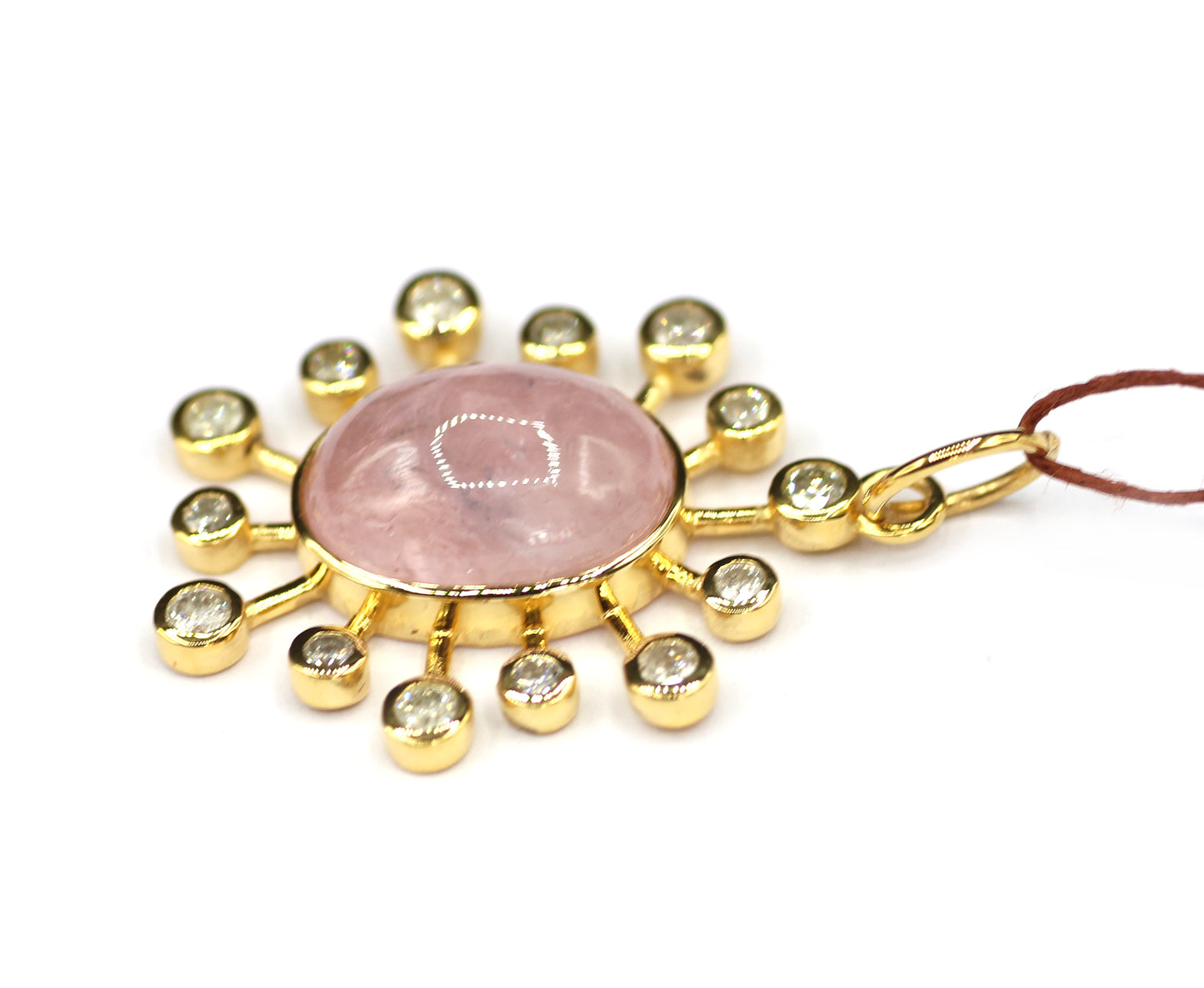 Morganite 14k Solid Gold Diamond Pendant