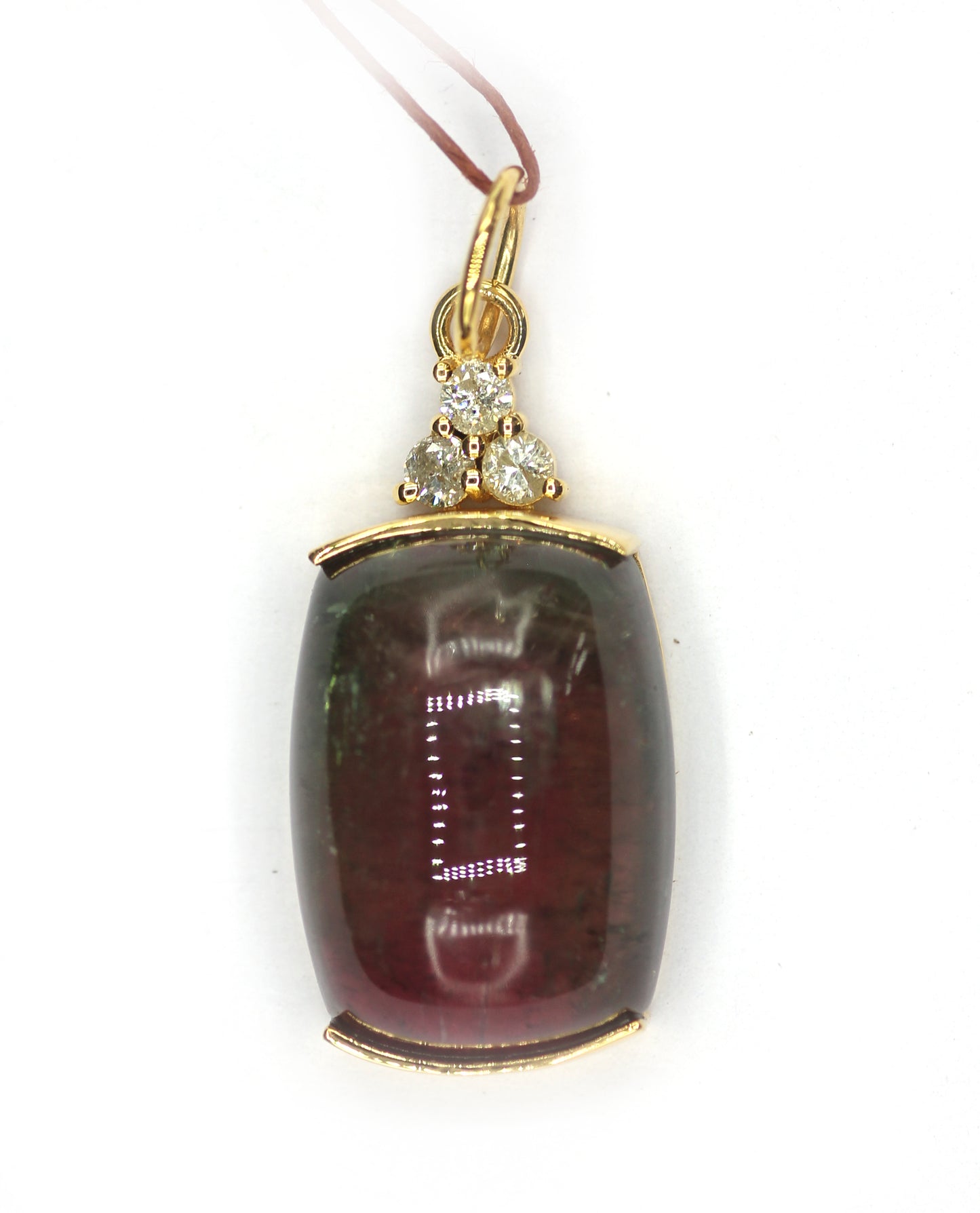 Tourmaline 14k Solid Gold Diamond Pendant