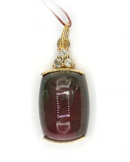 Tourmaline 14k Solid Gold Diamond Pendant
