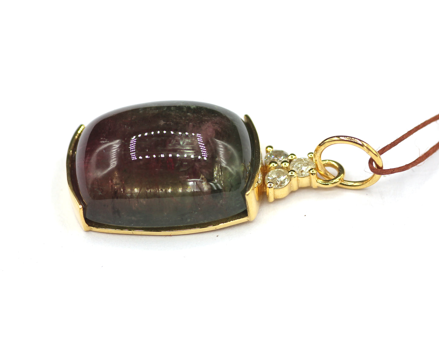 Tourmaline 14k Solid Gold Diamond Pendant