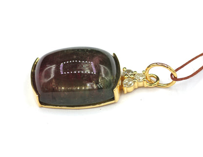 Tourmaline 14k Solid Gold Diamond Pendant