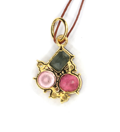 Tourmaline 14k Solid Gold Diamond Pendant