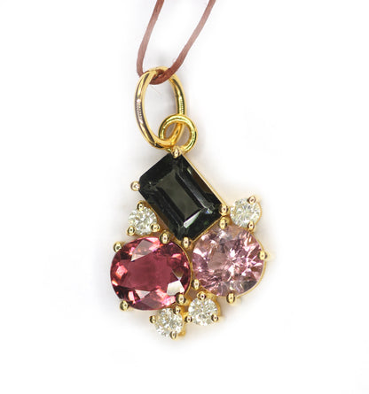 Tourmaline 14k Solid Gold Diamond Pendant