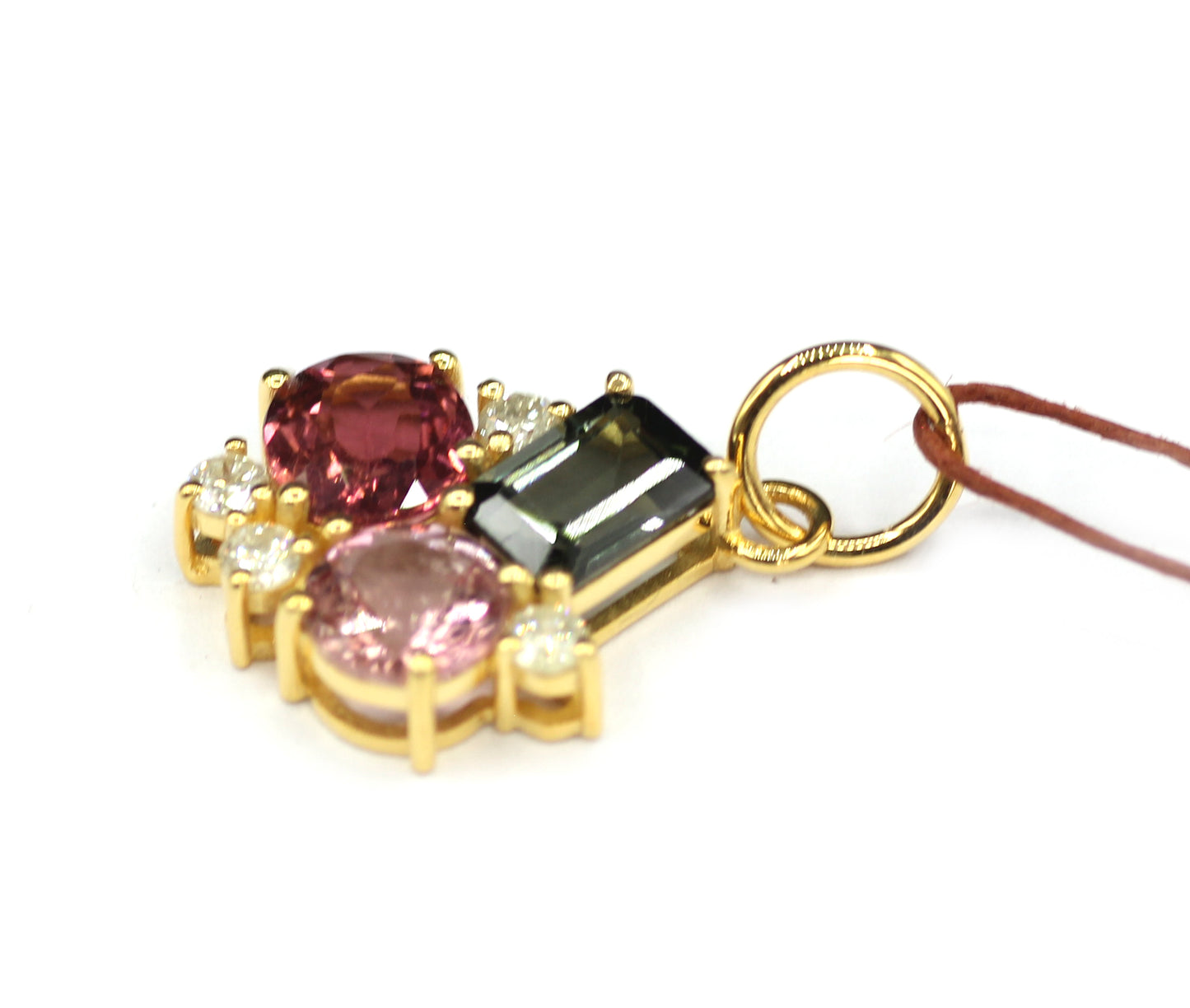 Tourmaline 14k Solid Gold Diamond Pendant