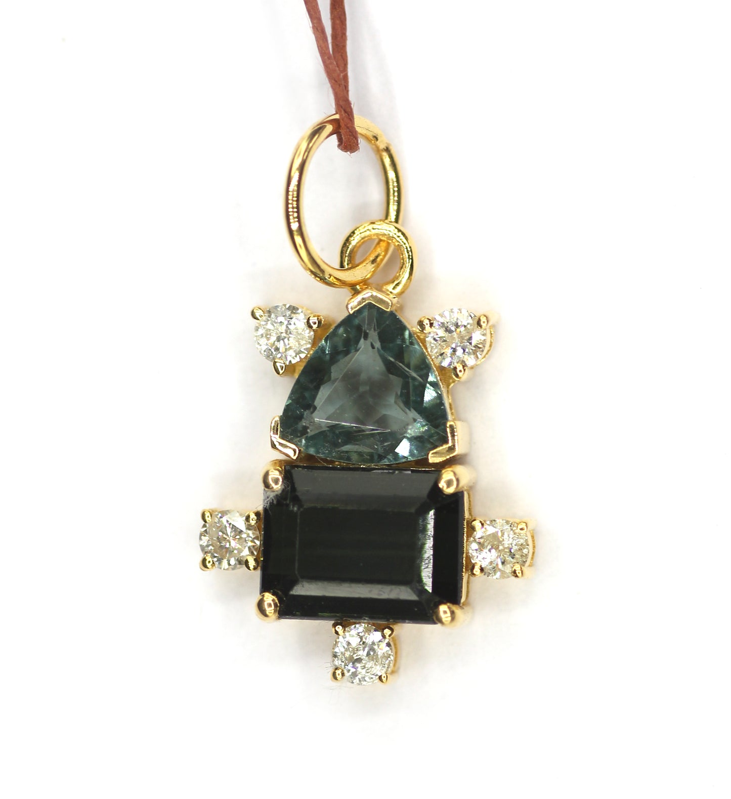 Tourmaline 14k Solid Gold Diamond Pendant