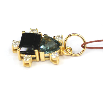 Tourmaline 14k Solid Gold Diamond Pendant