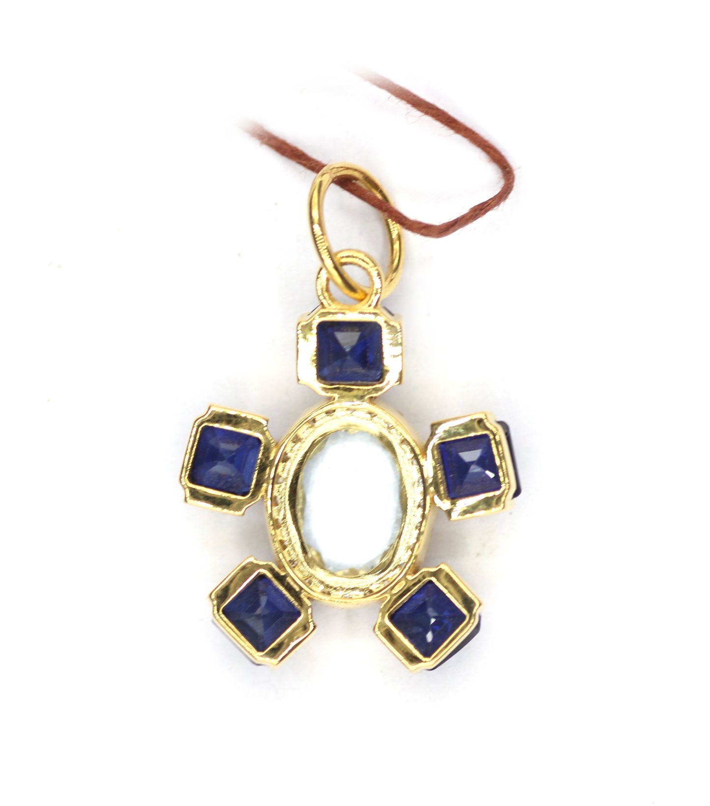 Aquamarine 14k Solid Gold Diamond Pendant