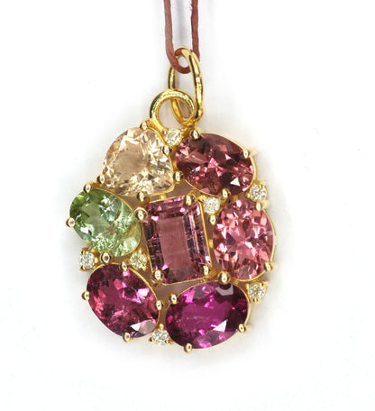 Tourmaline 14k Solid Gold Diamond Pendant