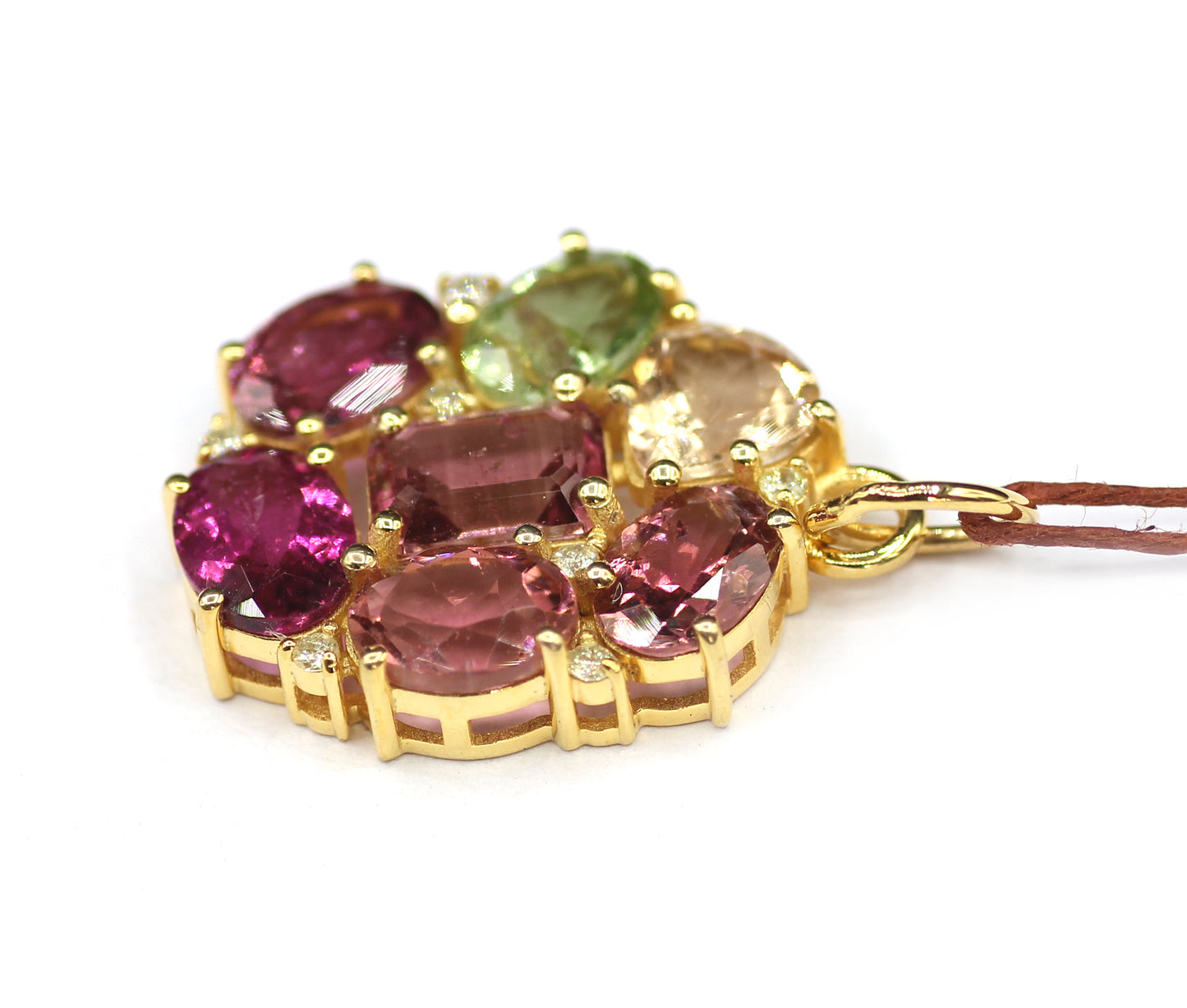 Tourmaline 14k Solid Gold Diamond Pendant