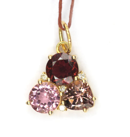 Tourmaline 14k Solid Gold Diamond Pendant
