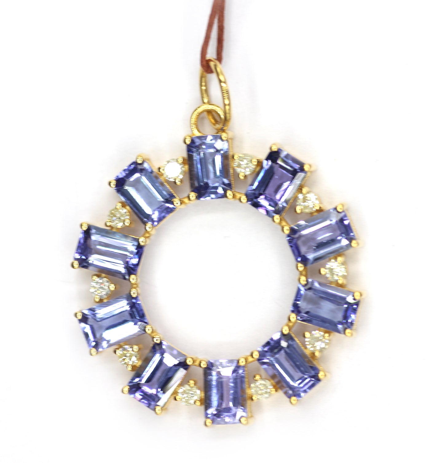 Tanzanite 14k Solid Gold Diamond Pendant