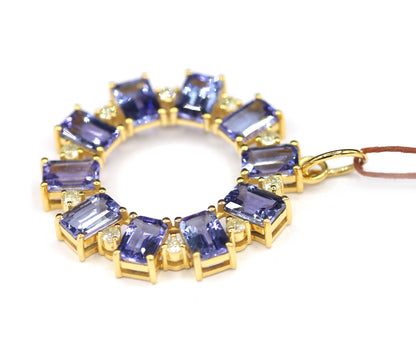 Tanzanite 14k Solid Gold Diamond Pendant