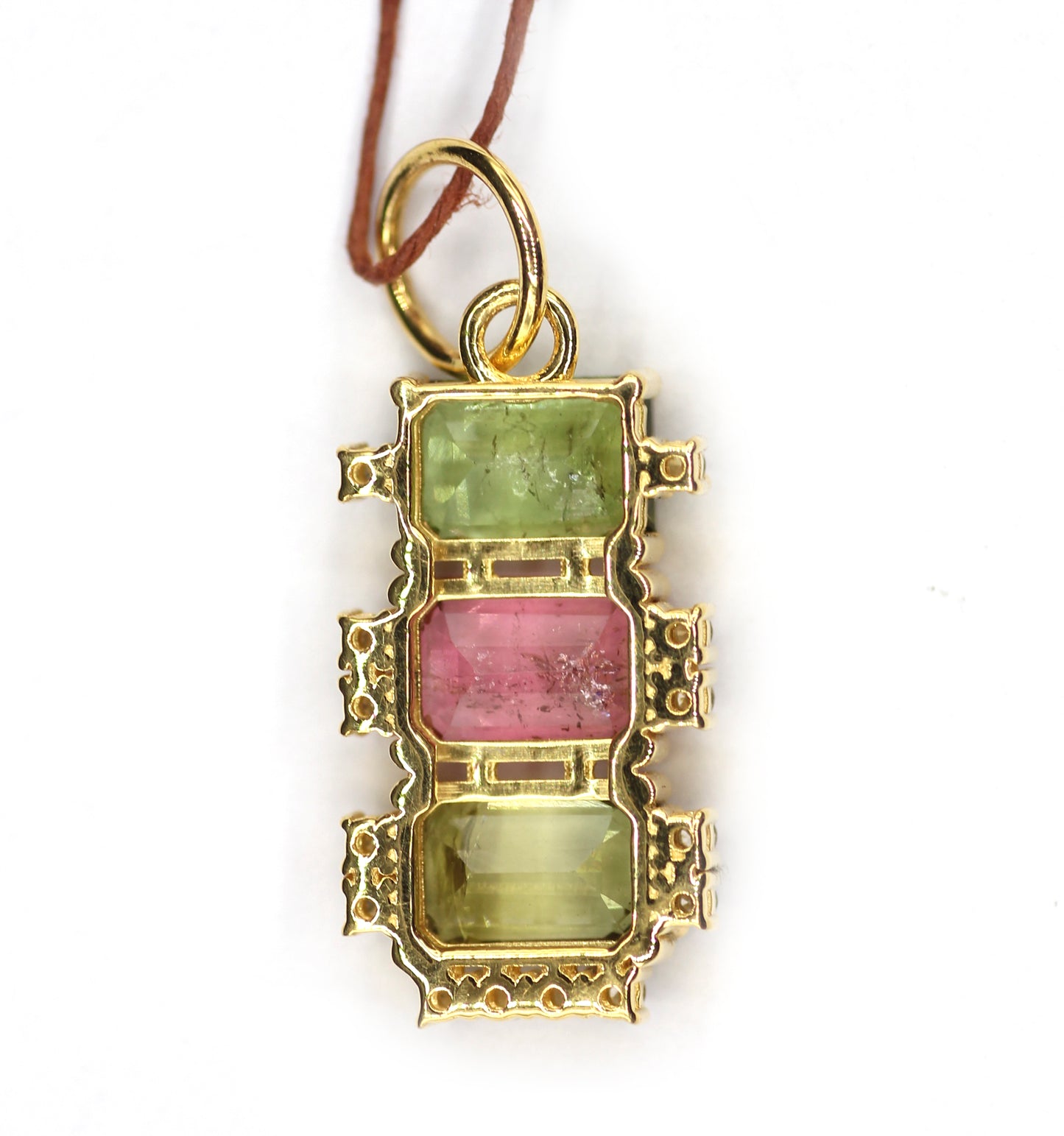 Tourmaline 14k Solid Gold Diamond Pendant