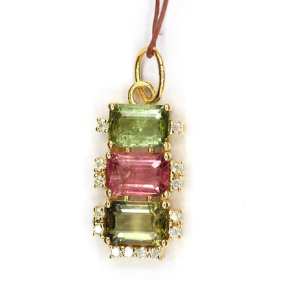 Tourmaline 14k Solid Gold Diamond Pendant