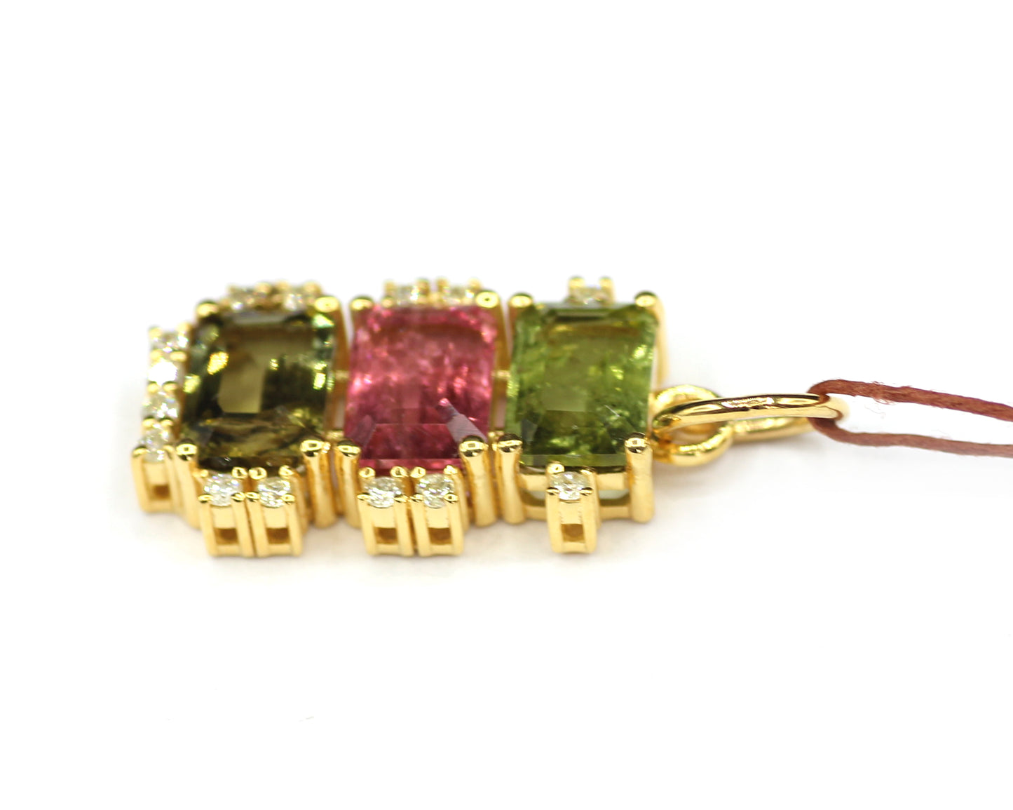 Tourmaline 14k Solid Gold Diamond Pendant