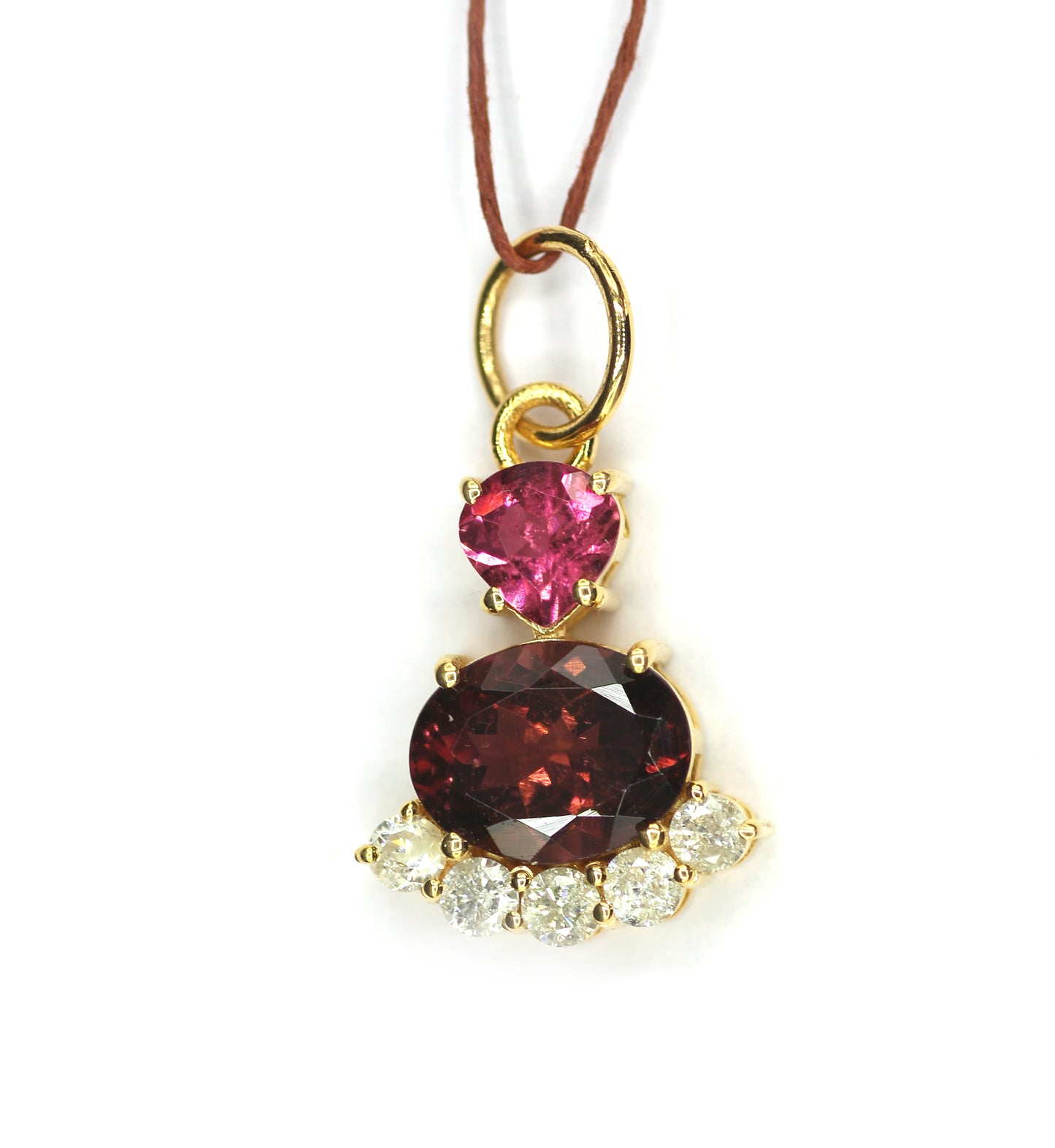 Tourmaline 14k Solid Gold Diamond Pendant