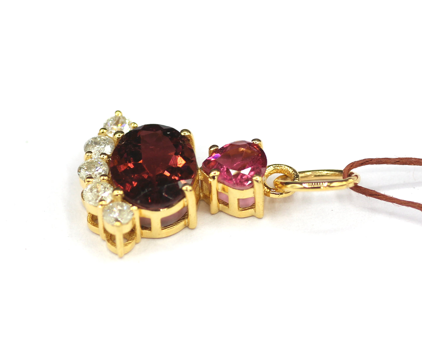 Tourmaline 14k Solid Gold Diamond Pendant