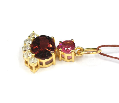 Tourmaline 14k Solid Gold Diamond Pendant