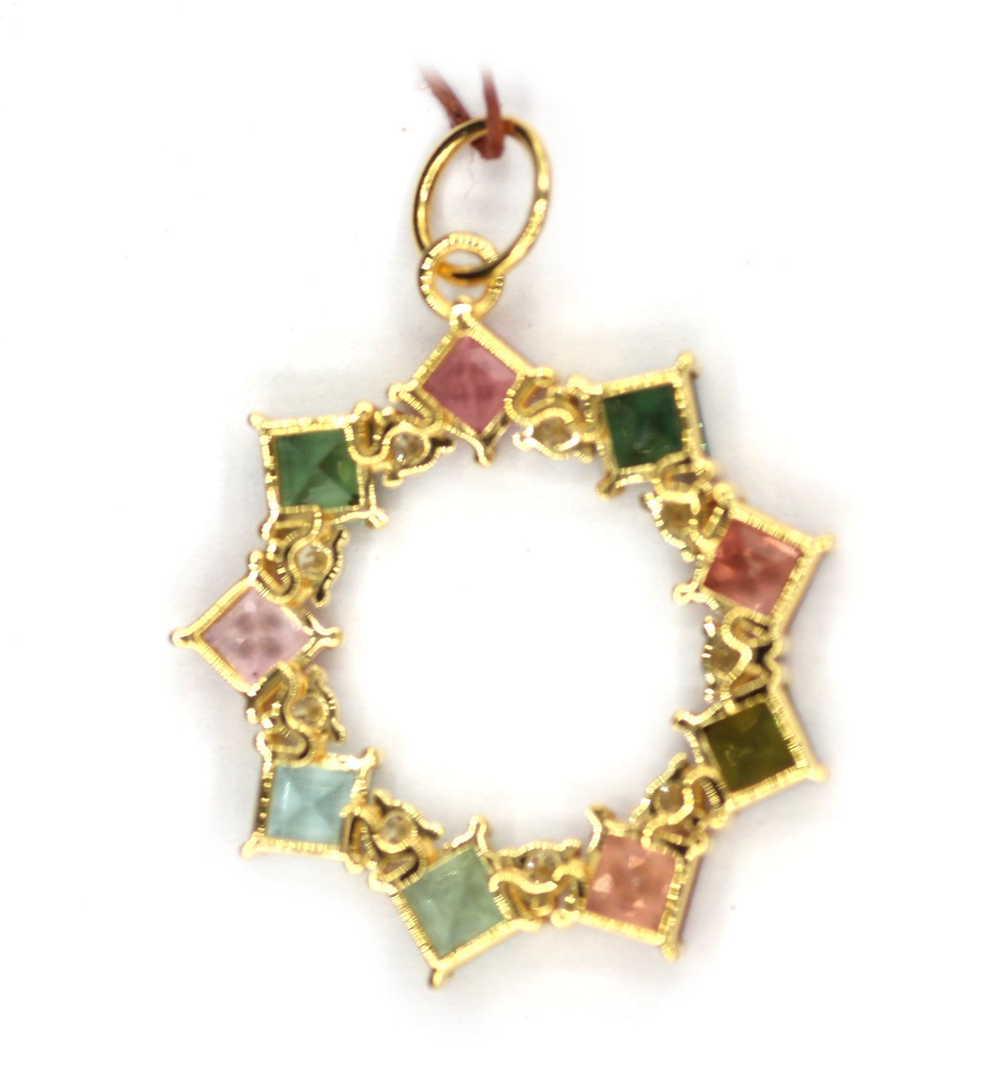Tourmaline 14k Solid Gold Diamond Pendant