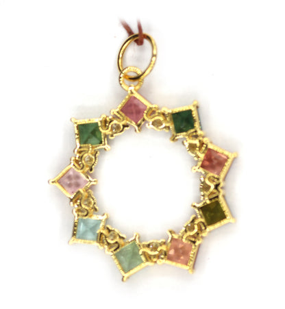 Tourmaline 14k Solid Gold Diamond Pendant