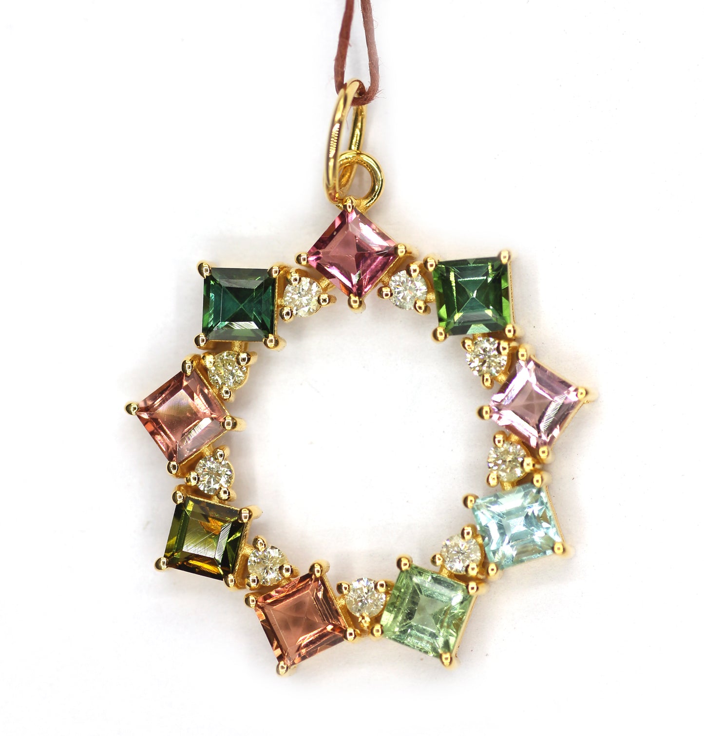 Tourmaline 14k Solid Gold Diamond Pendant