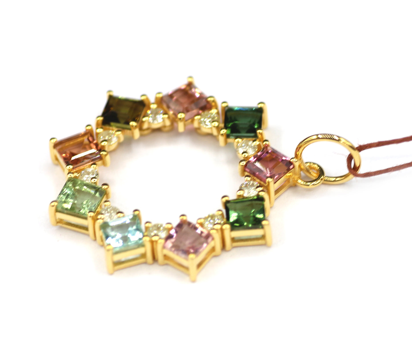 Tourmaline 14k Solid Gold Diamond Pendant